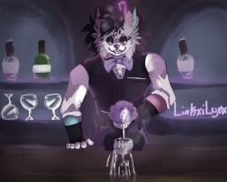 5:4 absurd_res alcohol animal_genitalia animal_penis anthro balls bartender beverage big_balls big_glans big_penis blush bodily_fluids bow_tie clothing container cum cum_in_a_cup cum_in_container cum_on_table cumshot cup dragon drinking_glass ejaculation equine_genitalia equine_penis excessive_cum excessive_genital_fluids felid feline flared_penis fluffy genital_fluids genitals glass glass_container glass_cup hi_res huge_balls huge_cock hybrid hyper hyper_genitalia hyper_penis linkxi_(linkxilynx) linkxilynx_(artist) looking_pleasured lynx male mammal mythological_creature mythological_scalie mythology penis scalie sharp_teeth smile smirk smug_face solo teeth topwear vest wine_glass