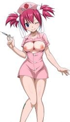 1girls chelia_blendy collage fairy_tail female female_only large_breasts nipples nurse_uniform solo wendy_marvell