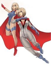 2girls 7zaki blonde_hair blue_eyes dc dc_comics super_girl tomboy