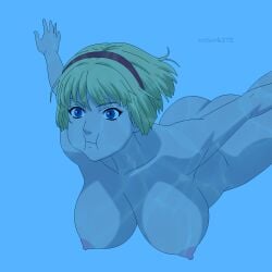 1girls arthur4272 ass big_breasts breasts female mamiya_marisa nude skinny_dipping solo starless swimming tagme underwater water