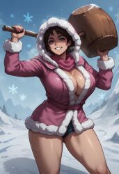 1girls 2024 2024s 2d 2d_(artwork) ai_generated big_breasts blue_eyes breasts brown_hair coat female female female_only fur_coat hammer hoodie human human_female human_only ice_climber looking_at_viewer nai_diffusion nintendo short_hair smile snow solo solo_female stable_diffusion standing super_smash_bros. super_smash_bros._ultimate video_game_character video_games weapon winter