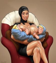 arabian_female breastfeeding edit edited hijab huge_breasts john_persons massive_breasts tan-skinned_female tan_skin theofficialpit