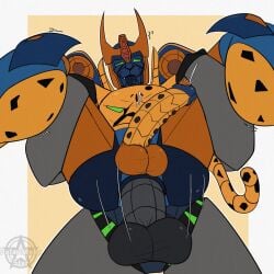 anal_sex anthro balls beast_wars big_penis cheetah cheetor cybertronian full_nelson green_eyes male/male polarisinho_star robot tongue_out transformers