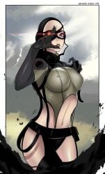 1girls 7zaki bald clothed female fit fit_female looking_at_viewer metal_gear_solid navel nipple_bulge nipples_visible_through_clothing revealing_clothes skull_unit solo