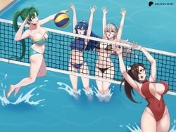 4girls ass breasts corrin_(female)_(fire_emblem) corrin_(fire_emblem) corrin_(fire_emblem)_(female) female female_only fire_emblem fire_emblem_awakening fire_emblem_fates hayato_stuff kagero_(fire_emblem) lucina_(fire_emblem) lyn_(fire_emblem) nintendo pool swimsuit