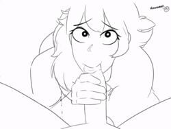 1boy 1girls animated anon black_and_white blowjob crotch face_focus fellatio female hikikomori jaiden jaiden_animations licking_penis line_art looking_at_viewer male monochrome nervous open_mouth penetration penis penis_in_mouth pov signature youtube youtuber