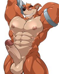 1boy abs absurd_res activision anthro balls bandicoot big_balls big_muscles big_pecs big_penis crash_(series) crunch_bandicoot erection genitals hi_res humanoid_genitalia humanoid_penis maldu male male_only mammal marsupial muscular muscular_anthro muscular_male nipples nude pecs penis solo video_games