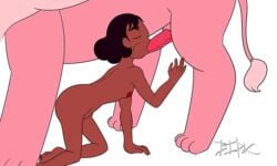 bestiality brown_body cartoon_network cheating cheating_girlfriend connie_maheswaran cucked_by_beast cuckold duo erection felid female female_on_feral feral fur genitals hi_res human humanoid lion lion_(steven_universe) male male/female mammal netorare nipples ntr nude oral pantherine penis pink_body pink_fur sex simple_background size_difference steven_universe unknown_artist young zoophilia