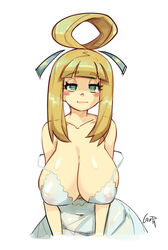 1girls 2021 anisa_(skarpworld) areola areolae artist_name artist_signature bangs bedroom_eyes big_breasts blonde blonde_female blonde_hair blush blush_stickers blushing blushing_at_viewer cleavage clothed clothed_female clothes clothing color colored dress exposed_shoulders eye_contact eyelashes feet_out_of_frame female female_focus female_only front_view gerph green_eyes hair hair_up large_breasts light-skinned_female light_skin looking_at_viewer medium_hair nipples nipples_visible_through_clothing no_bra oc original original_character plain_background see-through see-through_clothing sheer signature simple_background skarp_world smile smiling smiling_at_viewer solo solo_female solo_focus strap_slip white_background