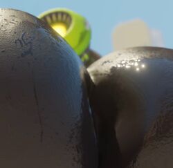 1girls 2021 3d anus ass ass_focus barely_visible_anus big_butt black_body black_skin blender_(software) blizzard_entertainment bodily_fluids close-up female female_only huge_ass huge_butt machine omnic orisa overwatch rear_view robot simple_background snips456 snips456fur solo sweat taur video_games