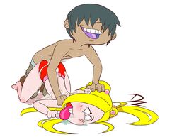 1boy 1boy1girl 1girls ahe_gao blush booty_shorts broken_rape_victim crying cum cum_dripping cum_in_pussy cum_inside drooling dzyer ed_edd_n_eddy forced freckles green_hair kanker_sisters long_hair may_kanker nakadashi open_mouth pants_down pushing_head_down rape sweating tan_skin tongue_out twintails yellow_hair