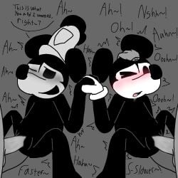 2boys 2cuntboys andromorph anonymous_male anthro anthro_male anthro_penetrated anthromorph black_eyes blush blushing blushing_at_each_other blushing_male color cuntboy cuntboy_penetrated disney english english_text goodbudsog_(artist) grey_background holding_hands human human_male human_penetrating human_penetrating_anthro ibispaintx intersex intersex/male interspecies male male_penetrating male_penetrating_cuntboy male_penetrating_male mickey_mouse moaning mouse public_domain pussy pussy_juice selfcest sex simple_background speech_bubble steamboat_silly steamboat_willie text tremble_spikes trembling twitter_link vaginal_penetration