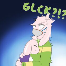 1:1 anthro asriel_dreemurr clock clothing embrace female hi_res hug male mask portal_mask shocked_expression surprise_sex sweater text thinking_with_portals topwear toriel undertale undertale_(series) video_games watch wzzzki