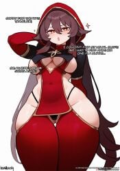 1girls ai_generated alternate_breast_size breasts brown_eyes brown_hair female genshin_impact honkibooty hu_tao_(genshin_impact) light-skinned_female light_skin long_hair medium_breasts thick_thighs twintails wide_hips