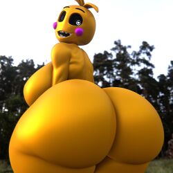 3d ass big_breasts bubble_butt five_nights_at_freddy's fnaf masteryorg0 presenting_ass seductive thick_thighs toy_chica_(fnaf) toy_chica_(love_taste)