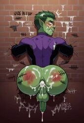 1boy ai_generated anal anal_sex ass_focus balls beast_boy beast_boy_(teen_titans) big_butt garfield_logan gay gay_sex male penis solo stuck_in_wall tagme teen_titans teen_titans_(television_series) through_wall twink