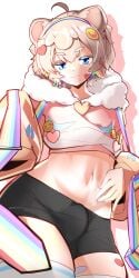 1femboy body bulge clothed clothes clothing cute erection femboy hand highs hip indie_virtual_youtuber lion male nude on only packet_(packet_of_biscuits) shorts sticker stickers thick thigh thighs through tummy under virtual_youtuber vtuber