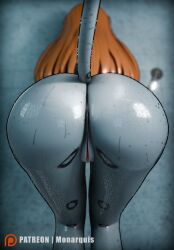 3d_(artwork) absurd_res anthro anus ass bathroom digital_media_(artwork) felid female genitals hair hi_res mammal momo_(monarquis) monarquis nude pantherine pussy red_hair shower snow_leopard solo wet wet_body