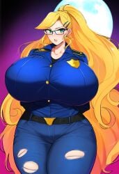 ai_generated big_breasts blonde_hair brothers dan16369336 female female_only glasses green_eyes hourglass_figure huge_breasts johnny_test_(series) mary_test police police_uniform policewoman ripped_clothes ripped_clothing ripped_pants tagme thick_thighs thighs twitter_link waist