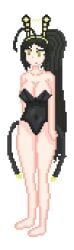 black_hair bunny_costume bunny_ears bunny_girl bunnysuit cat_tail empty_eyes mind_control original original_character pixel_art png tech_control transparent_background yami_(nyarupix)