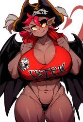 1girls ai_generated breasts dan16369336 dark-skinned_female dark_skin disney female female_only large_breasts muscular muscular_female pirate_hat pointed_ears revealing_clothes skimpy skimpy_clothes solo tagme the_owl_house thong twitter_link wings