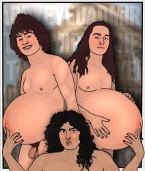 3boys danny_wagner jake_kiszka josh_kiszka long_hair male male_pregnancy mpreg navel_fingering pregnant_belly pregnant_male spit_in_navel thestarry900