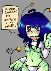 alien alien_girl blue_hair cute_girl fantasy green_skin oc open_mouth scifi small_tits space spaceship spacesuit