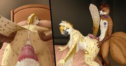 anthro avian bird canid canine canis coyote duo female hi_res lemurlemurovich male male/female mammal