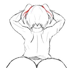 alternate_ass_size ass back_of_head black_and_white color doki_doki_literature_club female huge_ass human human_only jimstersrevenge natsuki_(doki_doki_literature_club) wip work_in_progress