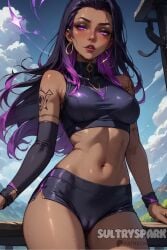 1female 1females 1girls 1woman ai_generated artist_name black_female black_skin breasts brown_skin cameltoe character female futarush gym_uniform latina latina_female medium_breasts patreon patreon_username purple_eyes purple_hair reyna_(valorant) riot_games sports sports_bra sports_panties sports_shorts sportswear sultryspark tan tanned tanned_female tanned_skin valorant video_game video_games