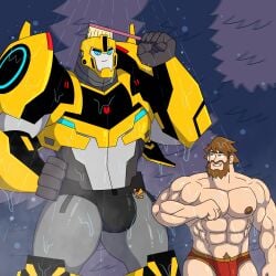 big_penis bumblebee_(transformers) car denny_clay_(transformers) gay muscular muscular_male penis robot sharkpink shower transformers transformers_robots_in_disguise_(2015) washing