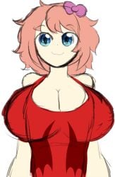 1girls alternate_breast_size blue_eyes breasts cleavage doctordrawnass doki_doki_literature_club female female_focus female_only human human_only large_breasts light-skinned_female light_skin sayori_(doki_doki_literature_club) strawberry_blonde_hair swimsuit swimwear