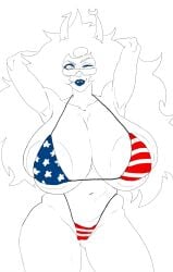 1girls alien alien_humanoid american_flag_bikini bikini fangs female female_focus female_only homestuck homestuck_troll horn horns humanoid humanoid_alien long_hair long_hair_female looking_at_viewer partially_colored sketch solo solo_female tennohsmantra troll vriska_serket