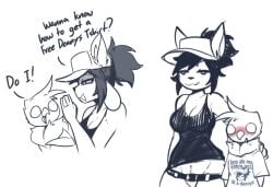 big black_hair blush blushing_male deltarune denny&#039;s fully_clothed giidenuts riley_(giidenuts) tagme temmie temmie_(deltarune) temmie_(undertale) text toby_fox tomboy tomboy_gf undertale unknown_species