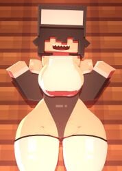 1girls 3d 3d_(artwork) big_breasts blush breasts coresvoid curvy curvy_body curvy_female curvy_figure digital_media_(artwork) female hi_res hidden_eyes horny horny_female mine-imator minecraft nun nun_outfit oc open_mouth original_character pointy_teeth shadow sharp_teeth smooth_skin thick_thighs thigh_highs thighs white_socks wide_hips