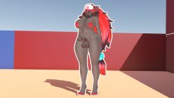 3d animal_genitalia anthro anthro_only female furry furry_futa furry_only futanari horsecock paper papervrc pokemon pokemon_(species) solo vrchat vrchat_avatar zoroark