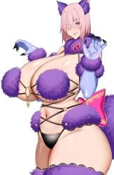 1girls arindyudha big_breasts blush breasts fate/grand_order fate_(series) female female_focus female_only hair_over_one_eye mash_kyrielight mash_kyrielight_(dangerous_beast) pink_hair short_hair solo solo_female solo_focus thick_thighs thighs video_game_character