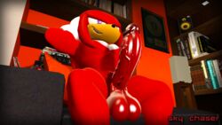 16:9 3d anthro balls digital_media_(artwork) echidna furniture genitals hand_on_head hands_behind_head hi_res knuckles_the_echidna male male/male male_only mammal monotreme penis raised_arm sega sitting sky_chaser smile sofa solo solo_focus sonic_(series) source_filmmaker widescreen