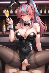 1boy 1girls ai_generated animal_ears bar big_breasts blush breasts bunny_ears bunnysuit emikukis exhibitionism exposed_pussy latam_virtual_youtuber long_hair multicolored_hair nude_male open_legs pantyhose pink_hair pubic_hair public public_nudity public_sex pussy sex sky_blue_hair socks tagme thighs tupadrev4 twitch vaginal_penetration virtual_youtuber vtuber youtube