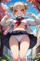 1girls ai_generated artist_name blonde_female blonde_hair blonde_hair_female boku_no_hero_academia breasts cameltoe character chest female futarush himiko_toga looking_at_viewer looking_down looking_down_at_viewer medium_breasts medium_chest my_hero_academia panties patreon patreon_username school_girl school_uniform schoolgirl schoolgirl_uniform skirt smile smiling_at_viewer sultryspark toga_himiko twintails under_skirt under_skirt_view underboob underwear v_sign video_game video_games white_panties yellow_eyes