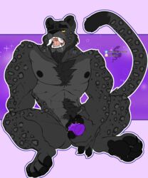 2021 anthro beard black_body black_fur black_hair black_nose black_pawpads bodily_fluids body_hair brown_eyes chest_hair claws cuntboy cuntboy_only digital_media_(artwork) dildo dildo_insertion drooling eye_roll eyebrows facial_hair fangs feet felid fur genital_fluids genitals hair hi_res intersex leopard long_fangs looking_pleasured mammal markings masturbation morgan_gorgon muscular muscular_andromorph muscular_anthro muscular_intersex nipples nude open_mouth pantherine pawpads paws pecs penetration pubes pussy pussy_juice saliva sex_toy sex_toy_insertion sharp_teeth sitting solo spots spotted_markings spread_legs spreading teeth thick_eyebrows tom_(morgan) vaginal_penetration yellow_sclera