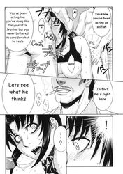 azasuke black_lagoon blowjob comic dialogue monochrome revy sex threesome