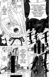 anus beelzebub_(manga) clothed dialogue fingering hilda_(beelzebub) maid maid_outfit maid_uniform pip_(artist) pussy