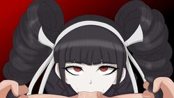 1boy 1girls black_hair blowjob_face bravebengal celestia_ludenberg clothed/nude clothed_female clothed_female_nude_male danganronpa danganronpa:_trigger_happy_havoc danganronpa_1 drill_hair facing_viewer fellatio fellatio_domination fellatio_face female female_domination female_focus femdom gothic_lolita hair_ornament hair_ribbon large_penis male malesub oral oral_sex pale-skinned_female pale_skin penis penis_focus penis_out sex straight straight_hair submissive_male sucking unseen_male_face