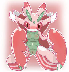 1girls anthro anvil_head bug female grass insects lurantis mantis nude pokemon pokemon_(species) pokemorph pussy solo