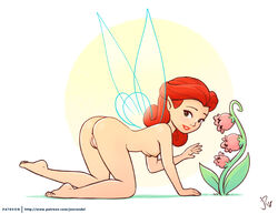 1girls 2010s 2018 5_fingers butt crawling disney disney_fairies eyebrows eyes fairy fairy_wings female female_focus female_only flower green_eyes hair humanoid joe_randel jpeg lips lipstick looking_at_viewer naked nipples nude on_ground open_eyes outdoors patreon_logo patreon_url plant pointy_ears pussy pussy_exposed red_hair red_lipstick rosetta_(disney_fairies) signature solo solo_female teeth wings