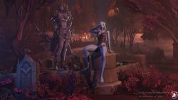 1girls 3d blue_eyes blue_skin dark_ranger elf elf_ears female glowing_eyes gravestones graveyard half-dressed high_elf humanoid pointy_ears pussy rainbowviral shadowlands sitting statue sylvanas_windrunner undead white_hair world_of_warcraft