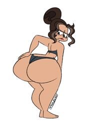 1girls 2021 4_fingers 4_toes big_ass big_breasts bikini black_eyes brown_hair cute dark-skinned_female dark_blue_bikini dark_skin female hand_on_own_ass looking_back morag_(the_loud_house) mythabyss nickelodeon sideboob tagme the_loud_house thick_thighs