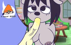 anthro bovid breasts canid canine canis caprine clothing domestic_dog duo fellatio female genitals hi_res male male/female mammal oral parappa parappa_the_rapper penile penis rammy_lamb sex sheep snailbail22 sony_corporation sony_interactive_entertainment sucking um_jammer_lammy video_games