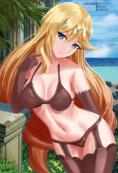 alternate_costume blonde_hair bra breasts female fuzzlogik mythra nintendo panties solo tagme xenoblade_(series) xenoblade_chronicles_2